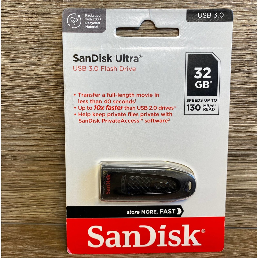 SanDisk Ultra USB 3.0 Flash Drive 32 gb speeds up to 130 mb/s